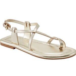 Marc Fisher LTD  Size 9 Gerty Gold Metallic Criss Cross Strap Flat Sandals Women